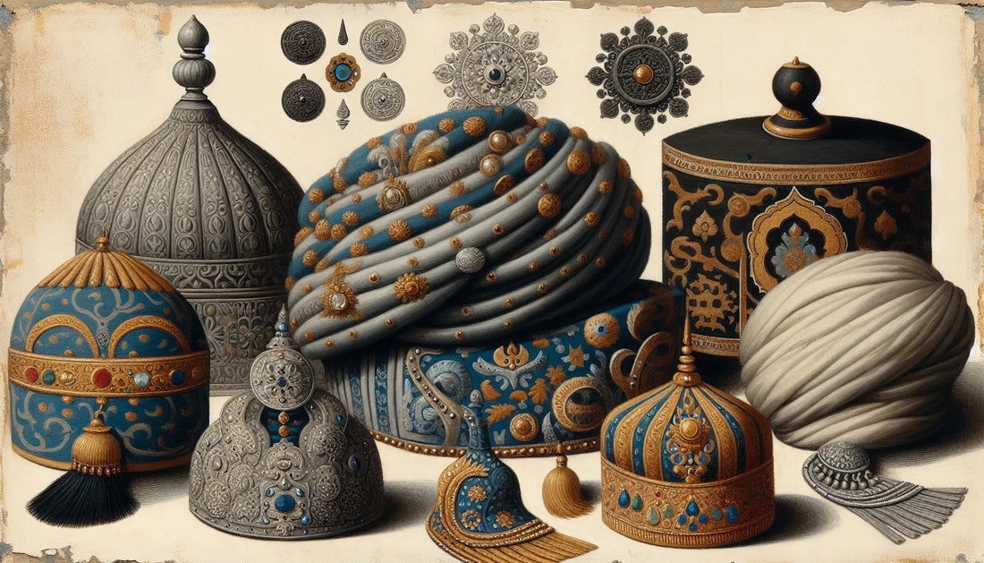 Traditioneller Turban und regionales Wappen aus dem 18 Jahrhundert in Indien grob gemalt