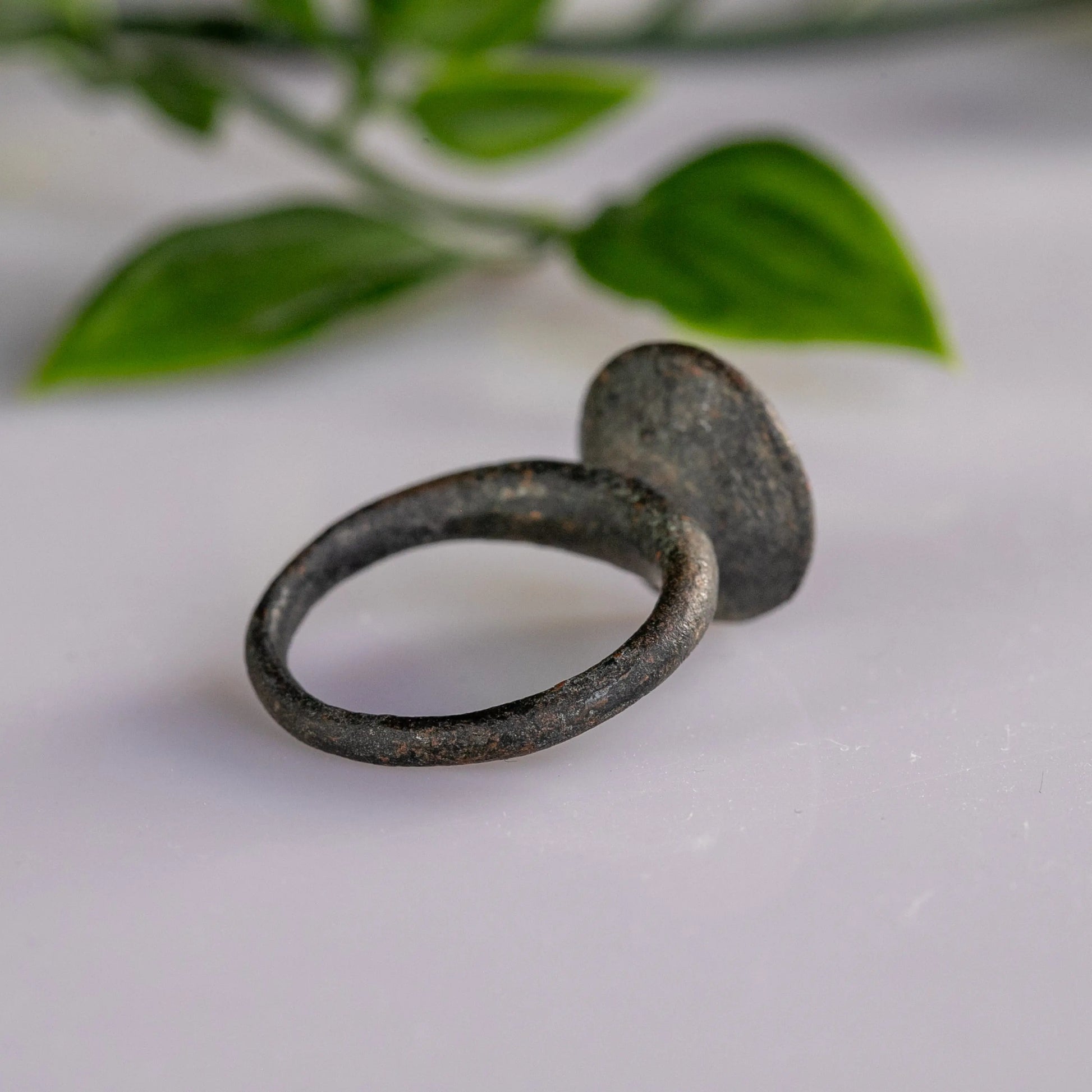 “Leo Fortis” – Roman Bronze Ring with Lion Intaglio (1st–3rd Century AD) – EU 57 / US 8 Aurora Antiqua