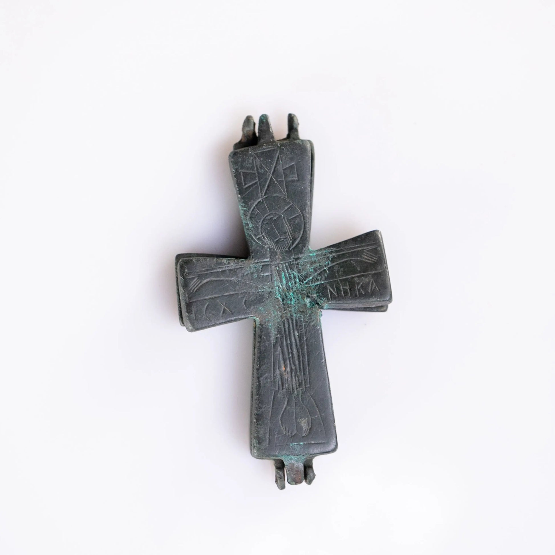 “Theotokos Orans” – Byzantine Bronze Reliquary Cross (Enkolpion) Depicting the Virgin Mary (11th–13th C. CE) AD Aurora Antiqua