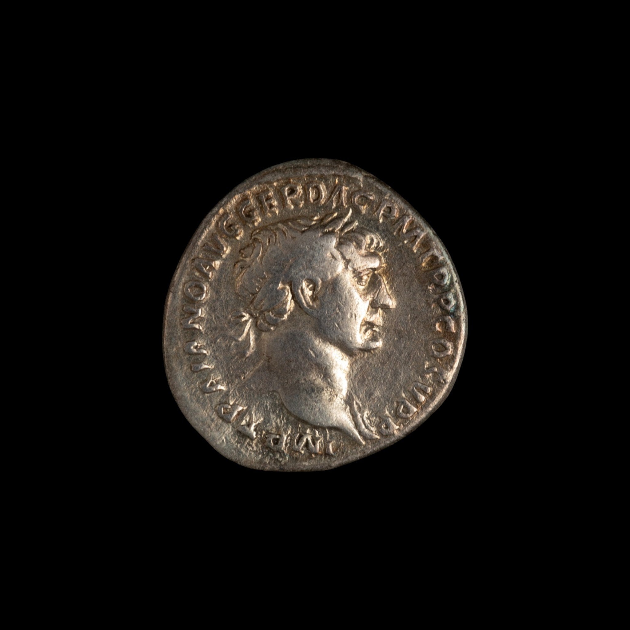 Roman silver denarius of Trajan, 103-107 AD (RIC II), the worked example used in this guide: IMP TRAIANO AVG GER DAC PM TRP COS V PP.