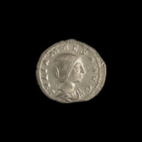 Obverse of Roman silver denarius of Julia Maesa, legend IVLIA MAESA AVG, radiate or laureate bust right.