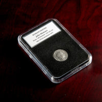 Roman silver denarius of Julia Mamaea in protective slab with catalog label.