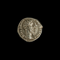 Obverse of Roman silver denarius of Divus Marcus Aurelius (under Commodus), legend DIVVS M ANTONINVS PIVS, radiate or laureate bust right.