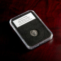 Roman silver denarius of Divus Marcus Aurelius (under Commodus) in protective slab with catalog label.