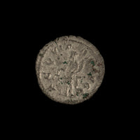 Reverse of Roman silver antoninianus of Philip II, showing Aequitas standing left, legend AEQVITAS AVGG.