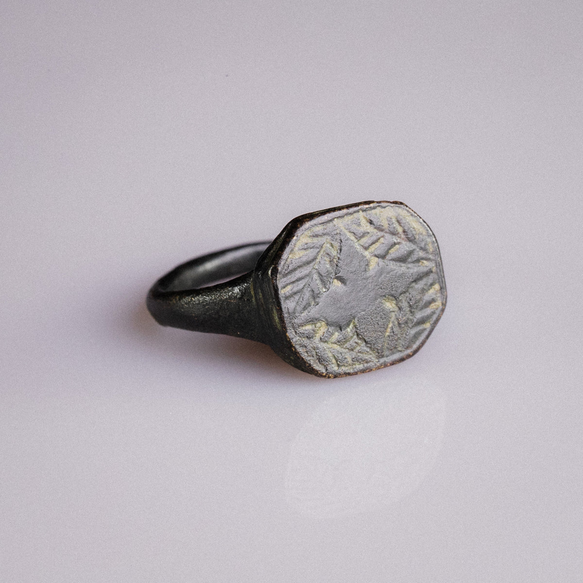 Medieval Bronze Signet Ring 'Corvin' (8th-11th c. AD) EU 57/US 8