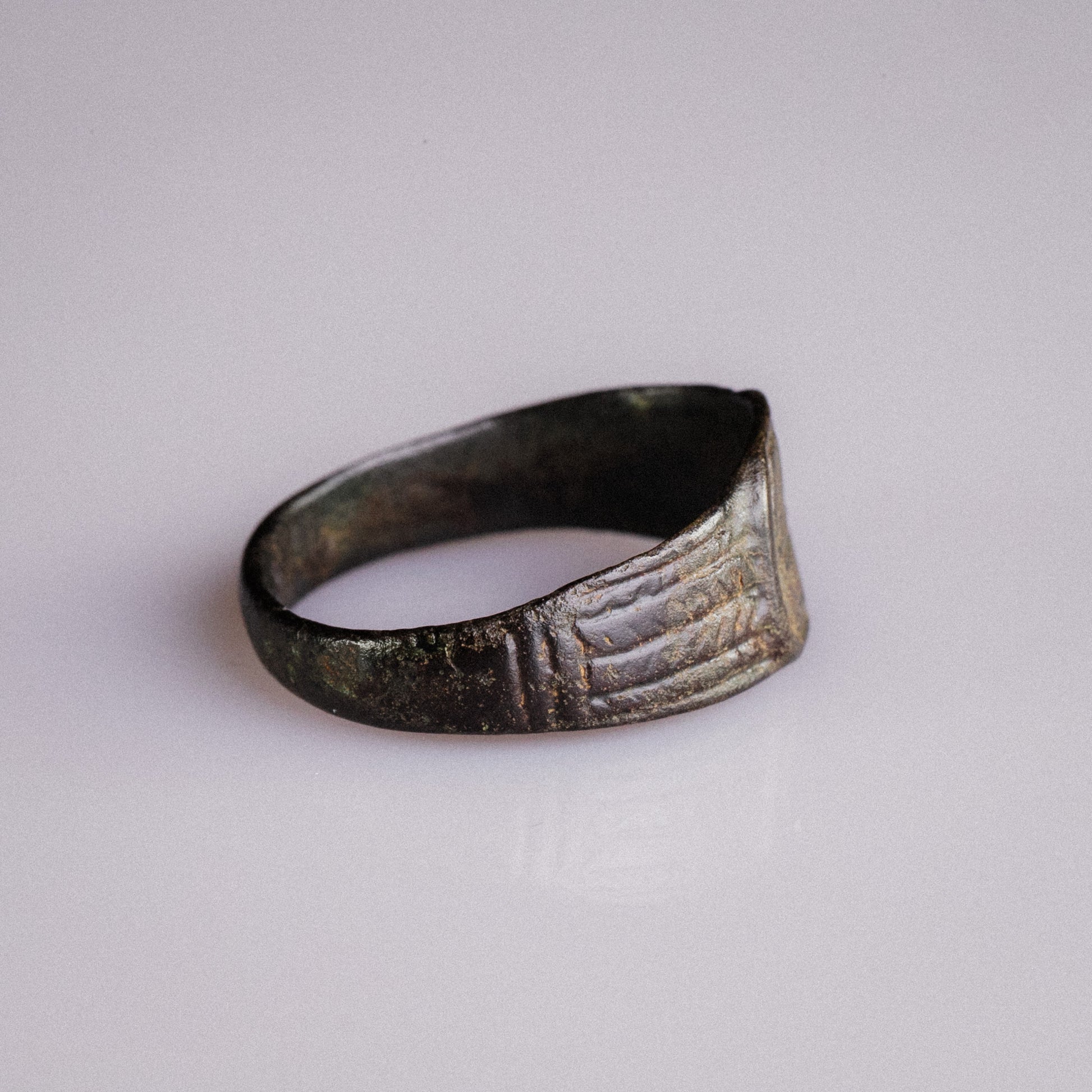 Medieval Bronze Signet Ring with Geometric Cross – “Eadric” (13th–15th century AD) – EU 61 / US 9.75