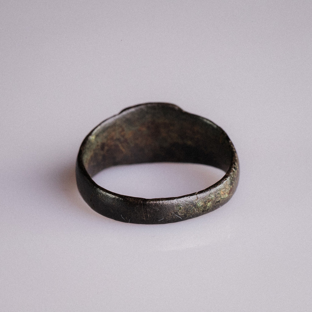 Medieval Bronze Signet Ring with Geometric Cross – “Eadric” (13th–15th century AD) – EU 61 / US 9.75