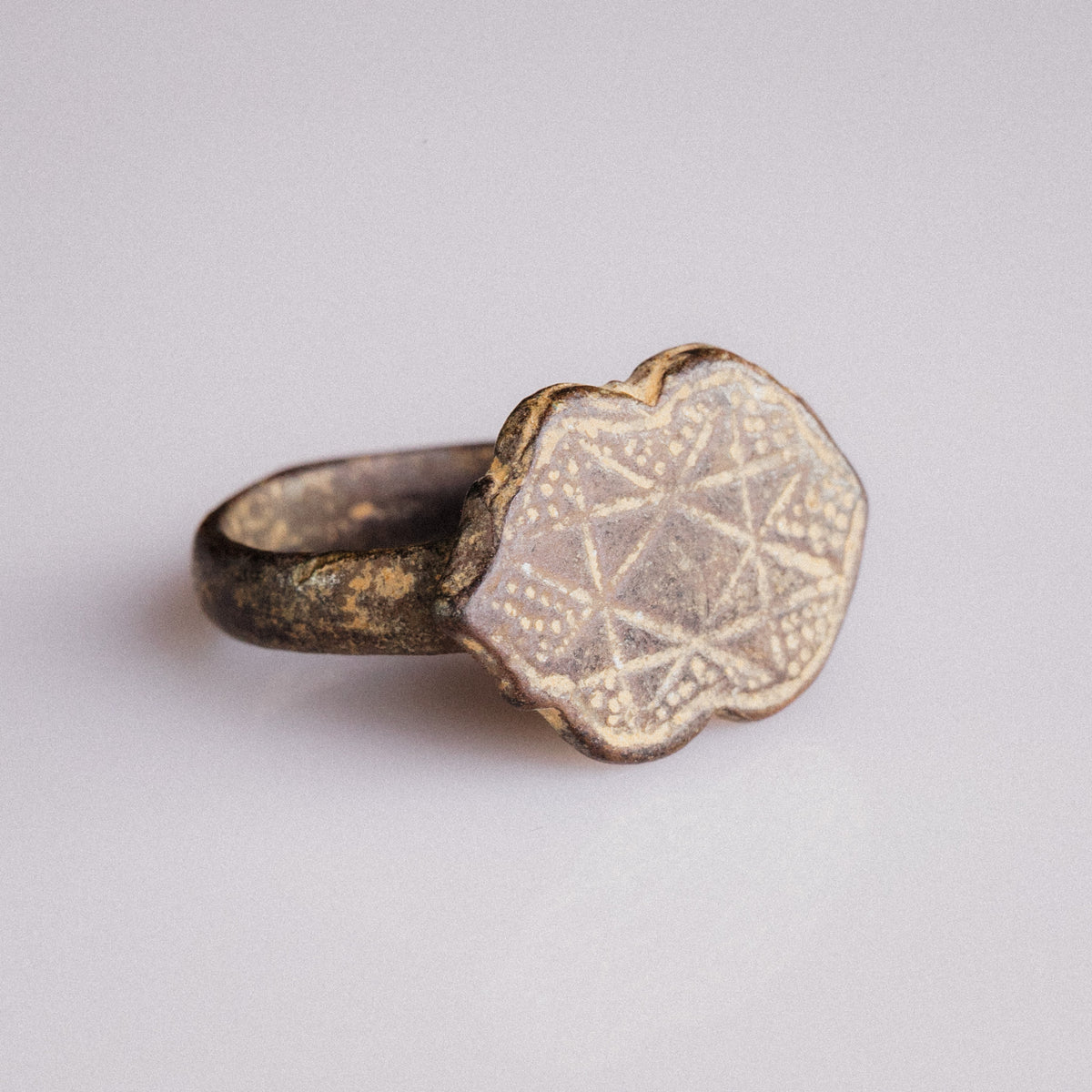 Medieval Bronze Signet Ring 'Adalric' (13th-15th c. AD) EU 56/US 7.75