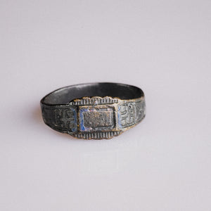 Post Medieval Devotional Ring with Enamelled Cross – “Peregrinus” (17th–18th century AD) – EU 61 / US 9.75