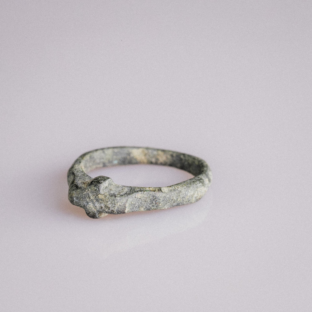 Medieval Bronze Ring with Raised Cross – “Fidelis” (12th–16th century AD) – EU 49 / US 5