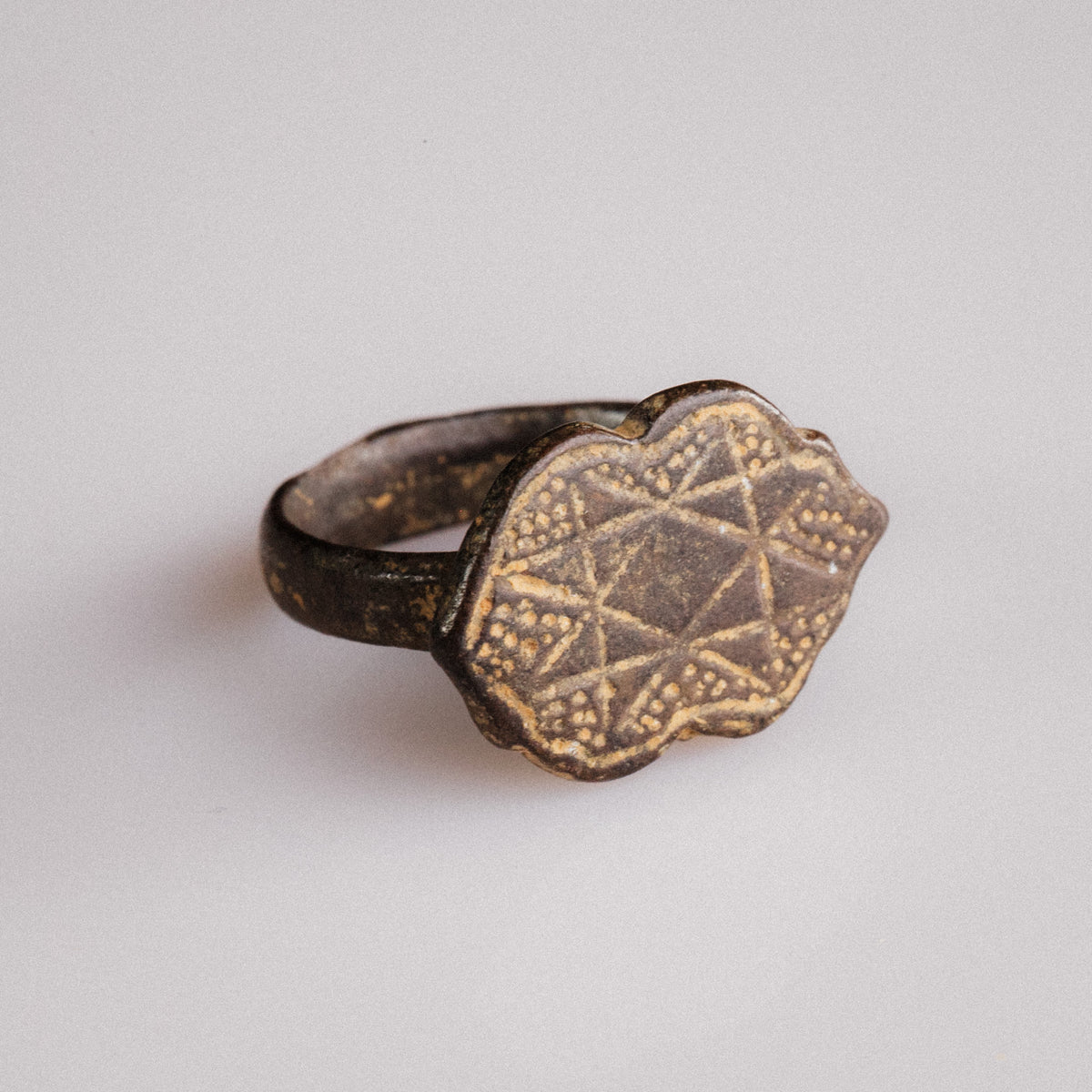 Medieval Bronze Signet Ring 'Adalric' (13th-15th c. AD) EU 56/US 7.75