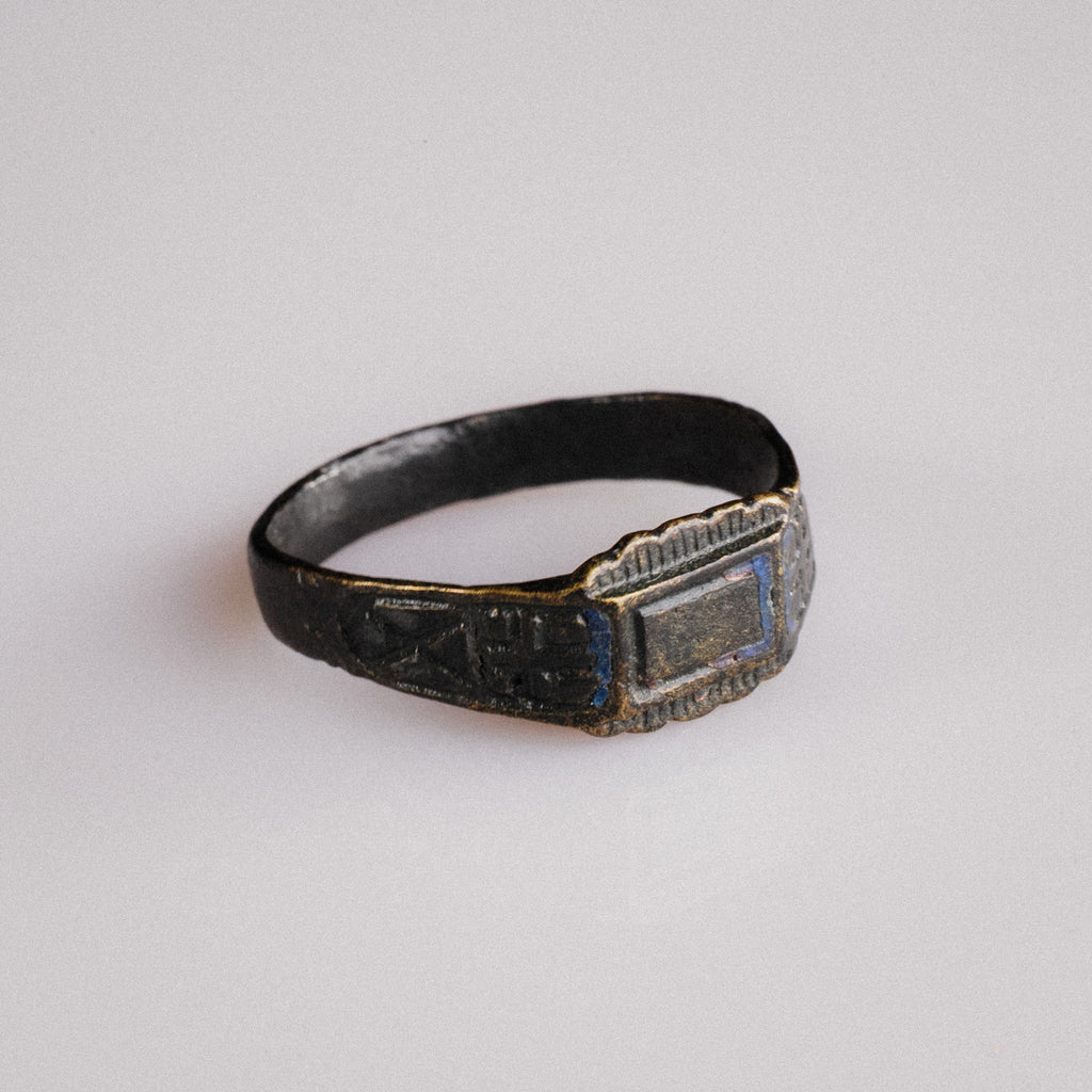 Post Medieval Devotional Ring with Enamelled Cross – “Peregrinus” (17th–18th century AD) – EU 61 / US 9.75