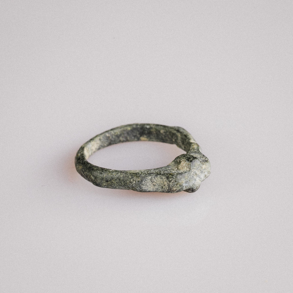 Medieval Bronze Ring with Raised Cross – “Fidelis” (12th–16th century AD) – EU 49 / US 5