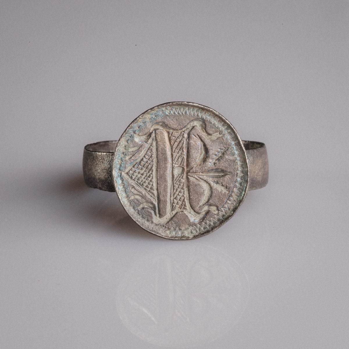 Medieval Silver Seal Ring 'Mercator' (13th c. AD) EU 68/US 12.5