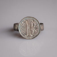 Medieval Silver Merchant Seal Ring with Heraldic Device – 'Mercator' (13th century AD)