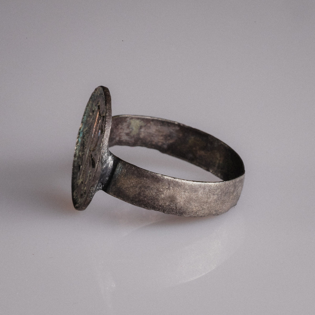 Medieval Silver Seal Ring 'Mercator' (13th c. AD) EU 68/US 12.5