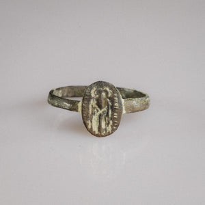 Early Byzantine Bronze Marriage Ring with Facing Couple – “Eudokia” (6th–9th century AD) – EU 58.5 / US 8.5