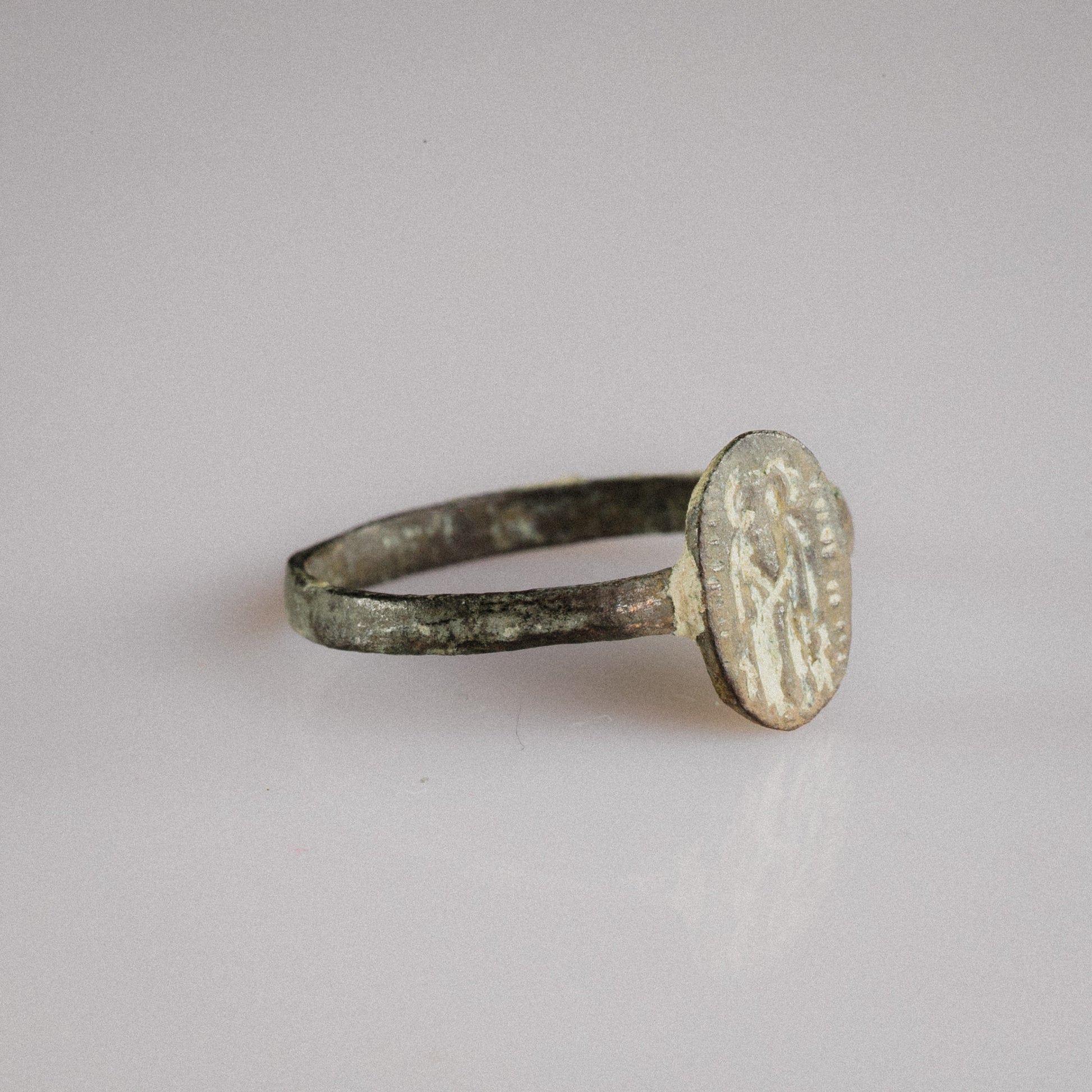 Early Byzantine Bronze Marriage Ring with Facing Couple – “Eudokia” (6th–9th century AD) – EU 58.5 / US 8.5