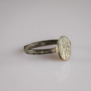 Early Byzantine Bronze Marriage Ring with Facing Couple – “Eudokia” (6th–9th century AD) – EU 58.5 / US 8.5