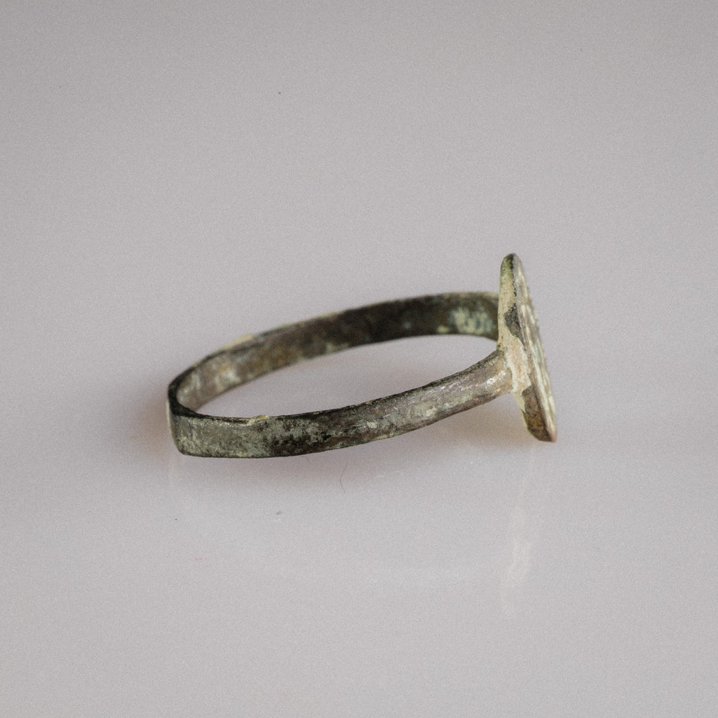 Early Byzantine Bronze Marriage Ring with Facing Couple – “Eudokia” (6th–9th century AD) – EU 58.5 / US 8.5