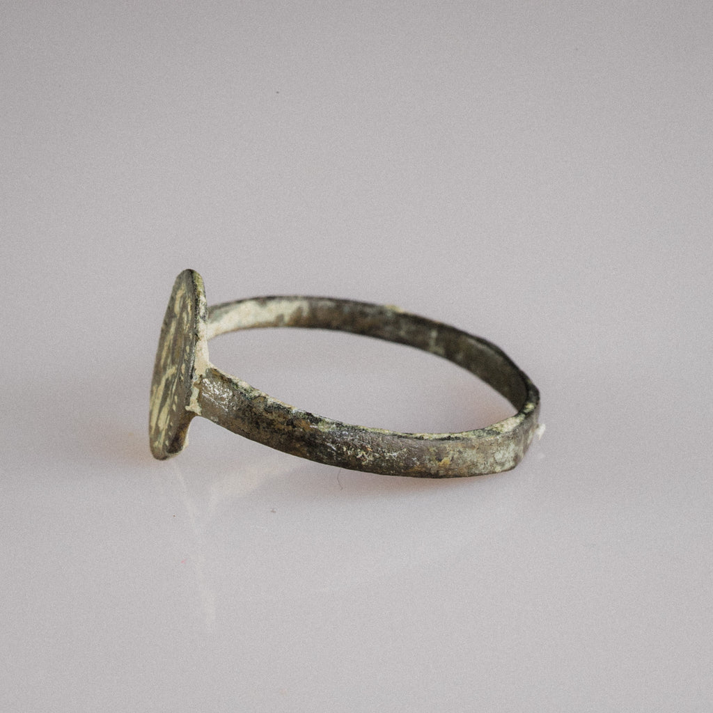 Early Byzantine Bronze Marriage Ring with Facing Couple – “Eudokia” (6th–9th century AD) – EU 58.5 / US 8.5