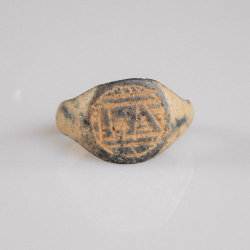 Medieval Bronze Ring 'Falco' (13th-15th c. CE) EU 56/US 7.75