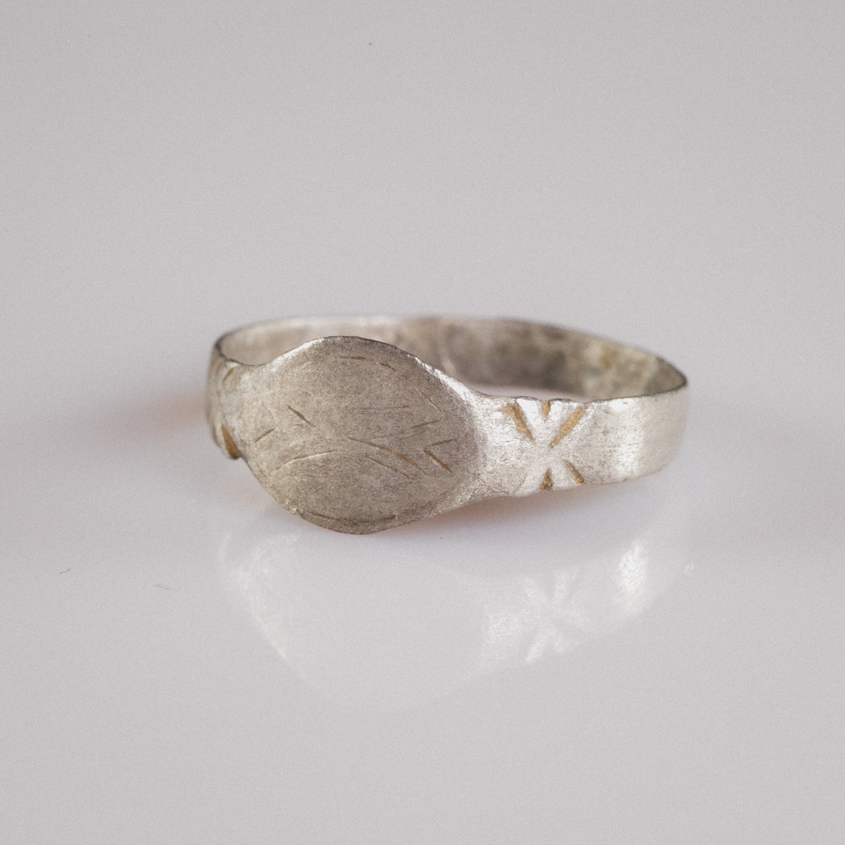 Medieval Silver Signet Ring 'Aldwin' (14th-15th c. CE) EU 57/US 8
