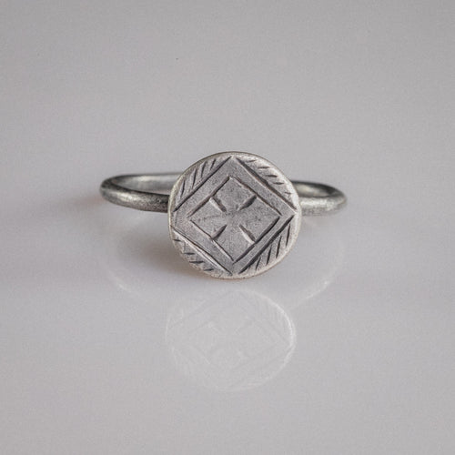 Byzantine Silver Ring - 'Crucia' (7th–11th c. CE) EU 65 / US 11.25