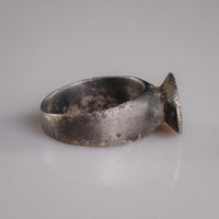 Byzantine silver ring Anna side profile showing flat-band hoop and projecting oval bezel