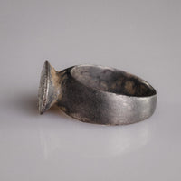 Byzantine silver ring Anna top view of broad flat band and trumpet shoulders