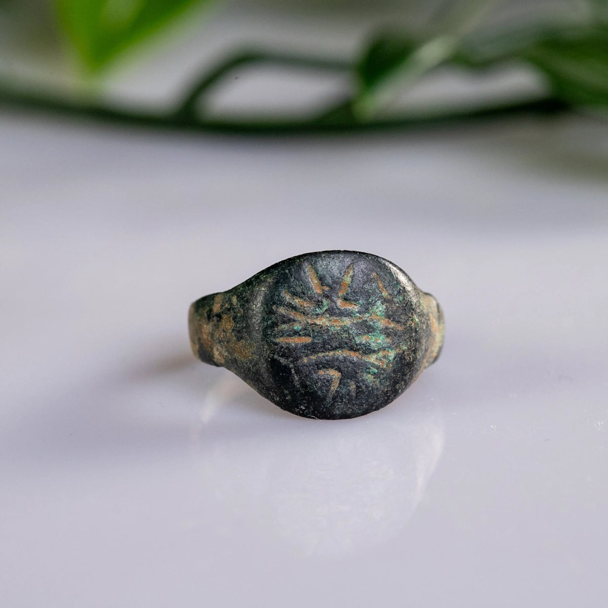 Medieval Bronze Signet Ring 'Florinus' (13th-15th c. AD) EU 50/US 5.25
