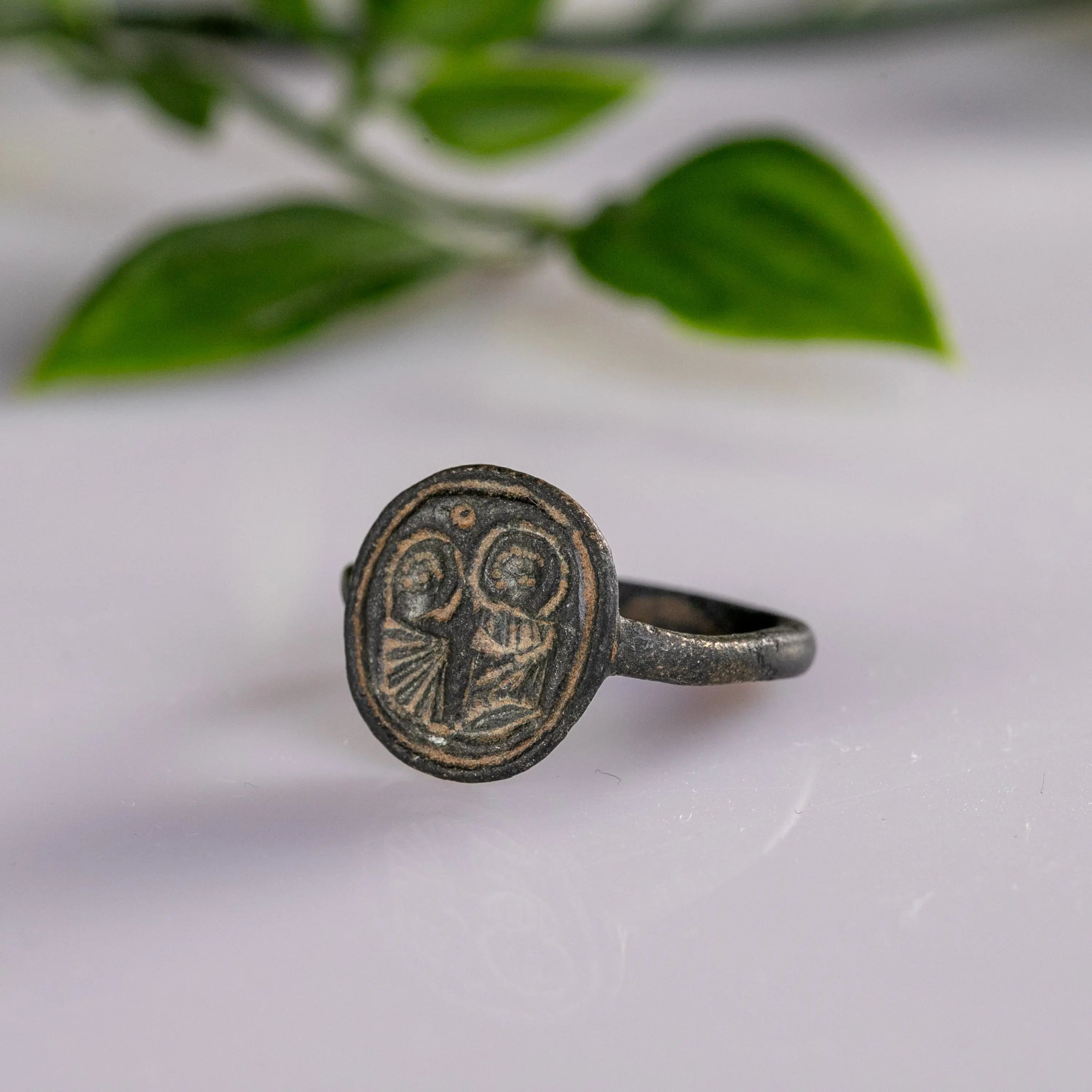 “Symmachos” – Byzantine Bronze Ring (8th–10th Century AD) – EU 58 / US 8.5 Aurora Antiqua