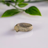 Medieval Bronze Ring with Geometric Engraved Bezel – “Adalbert” (9th–12th c. AD) – EU 51 / US 5.75 - Aurora Antiqua