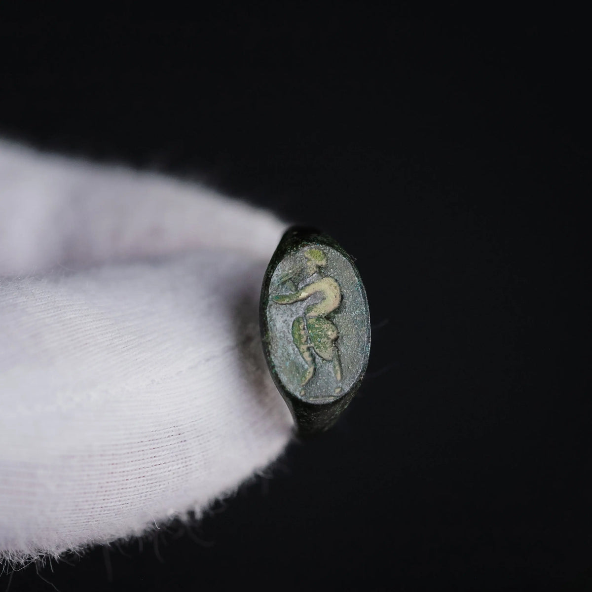 ‘Sylvanus’ – Roman Bronze Ring with Engraved Faun (1st–3rd Century AD) EU 50.5 / US 5.5 Aurora Antiqua
