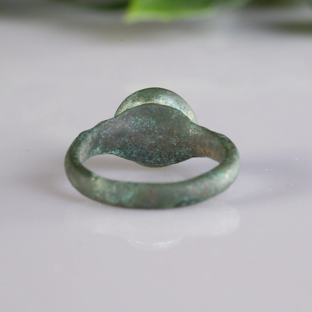 Medieval Bronze Ring with Quatrefoil Motif - “Laurentius” (12th–14th c. AD) – EU 59 / US 9 Aurora Antiqua