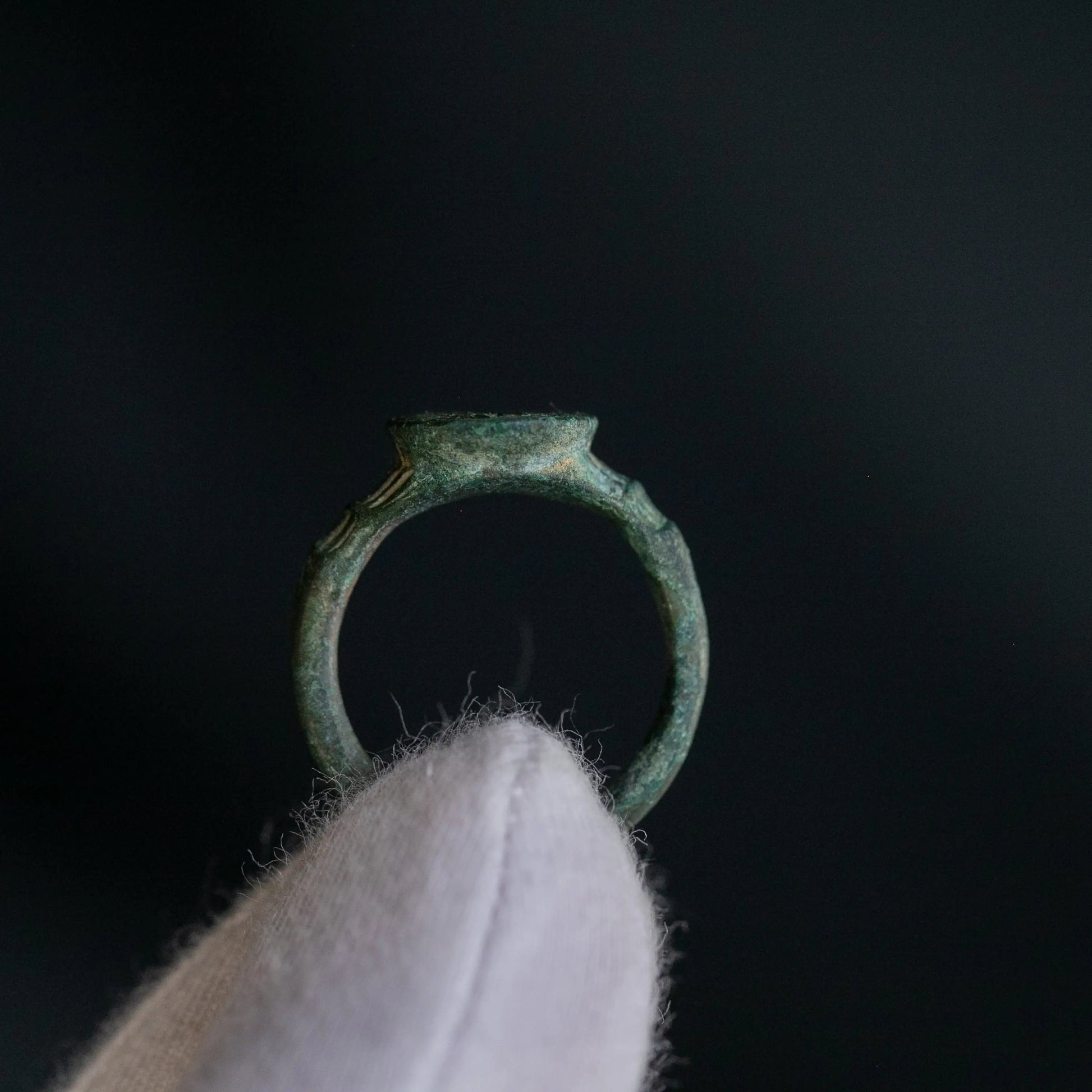 Medieval Bronze Ring with Quatrefoil Motif - “Laurentius” (12th–14th c. AD) – EU 59 / US 9 Aurora Antiqua