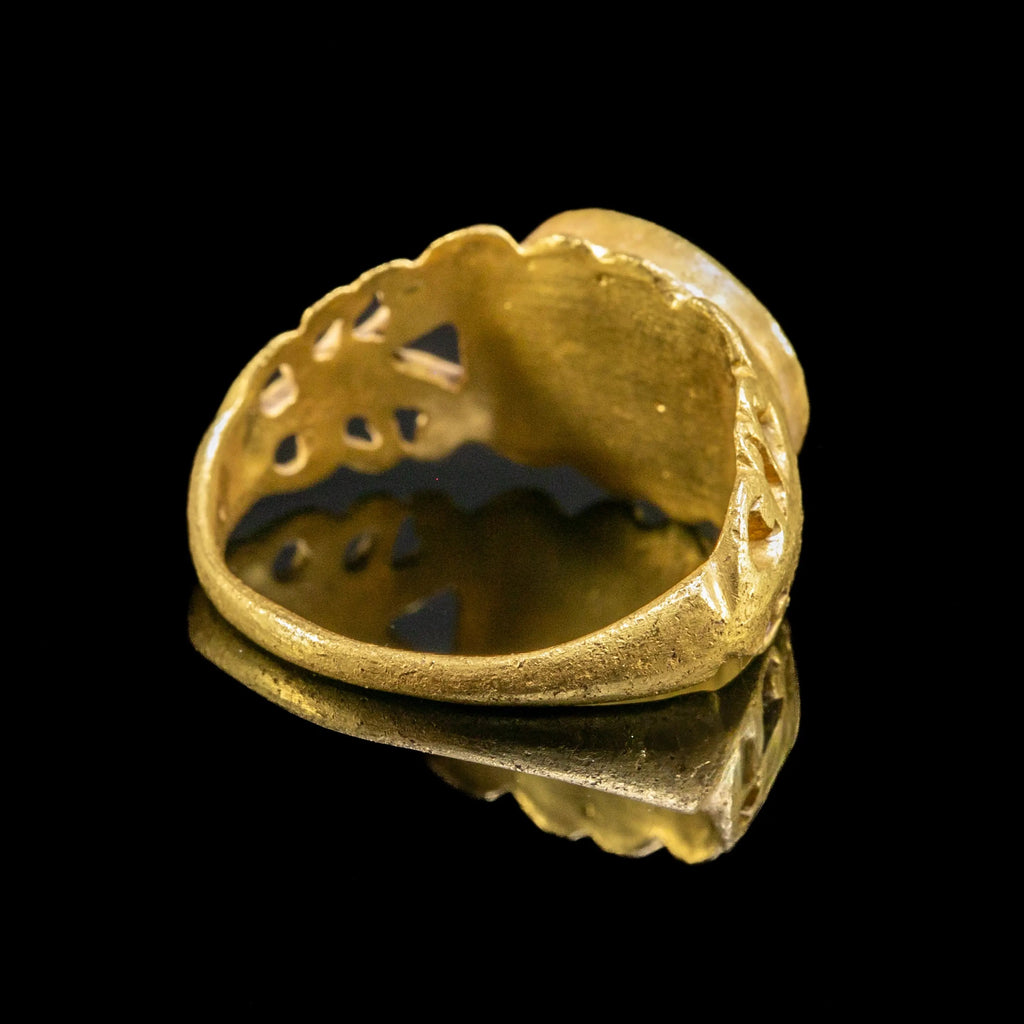 Roman Gold Ring with Red Jasper Intaglio – “Sol Invictus” (2nd–3rd c. AD) – EU 57 / US 8 - Aurora Antiqua