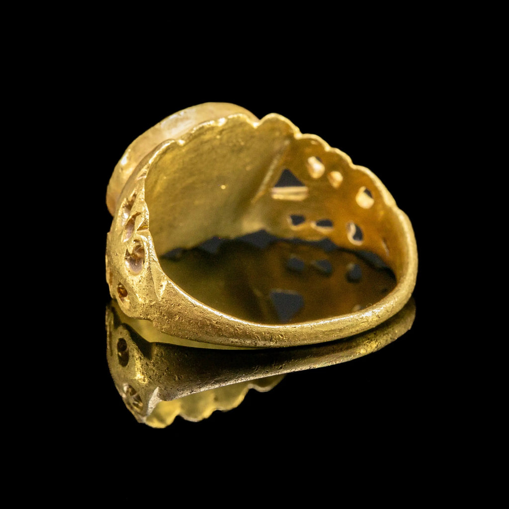 Roman Gold Ring with Red Jasper Intaglio – “Sol Invictus” (2nd–3rd c. AD) – EU 57 / US 8 - Aurora Antiqua