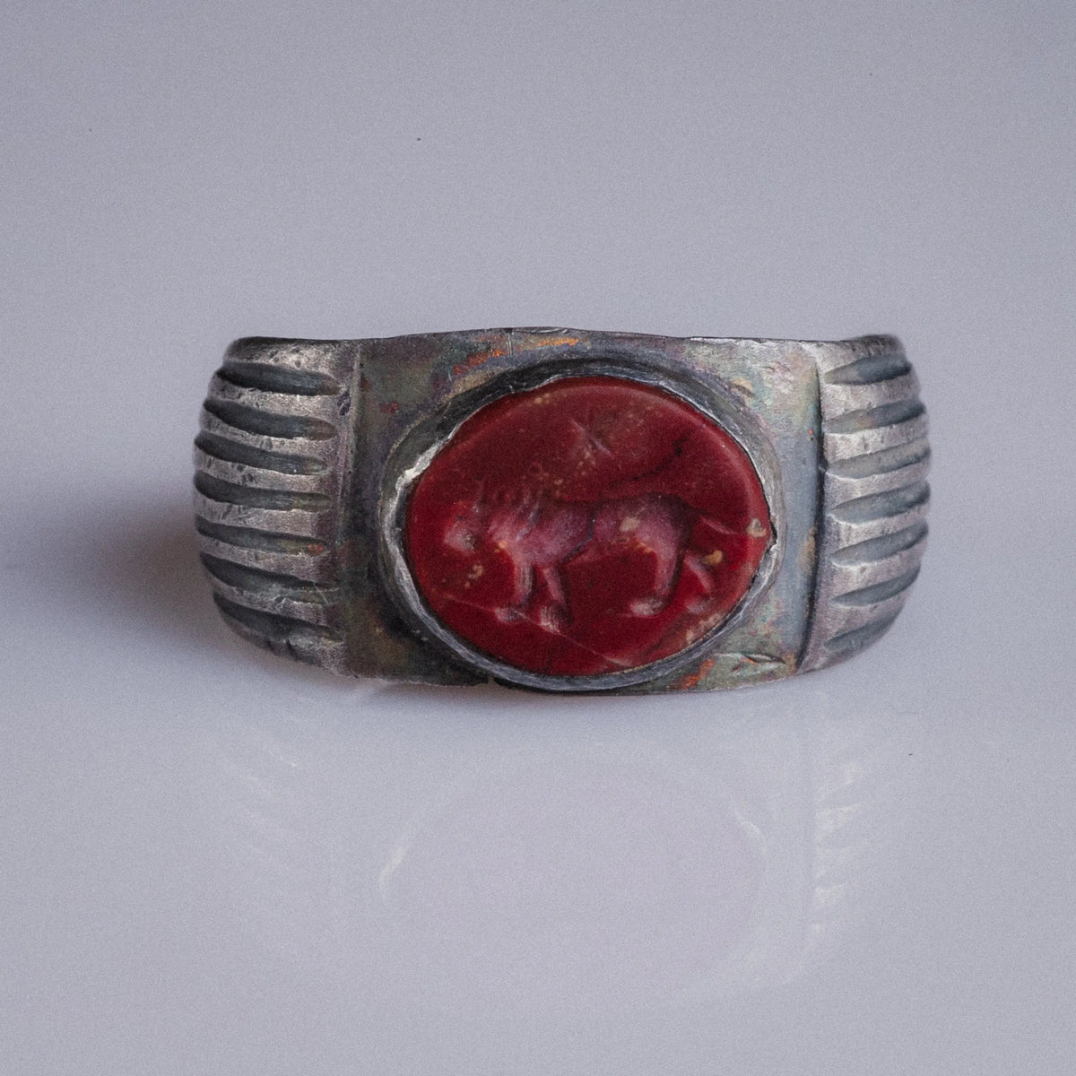 Roman Silver Ring 'Leo Astralis' (5th-6th c. AD) EU 59/US 9