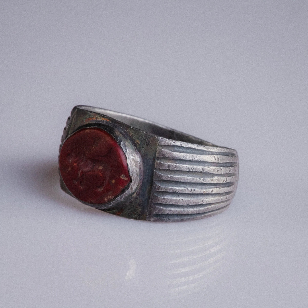 Roman Silver Ring 'Leo Astralis' (5th-6th c. AD) EU 59/US 9