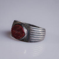 Eastern Roman / Sasanian Silver Ring with Red Jasper Intaglio – “Leo Astralis” (5th–6th c. AD) – EU 59 / US 9 - Aurora Antiqua