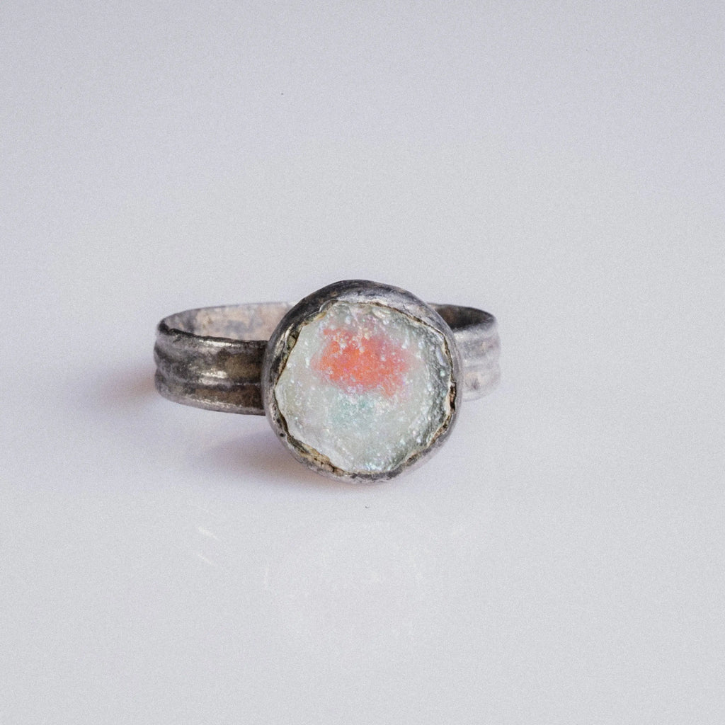 Early Medieval Silver Ring with Glass Inlay – “Corvin” (6th–9th c. AD) – EU 60 / US 9.25 Aurora Antiqua