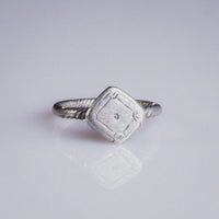 Early Medieval Silver Ring with Square Bezel – “Crescent” (7th–10th c. AD) – EU 58 / US 8.25 Aurora Antiqua
