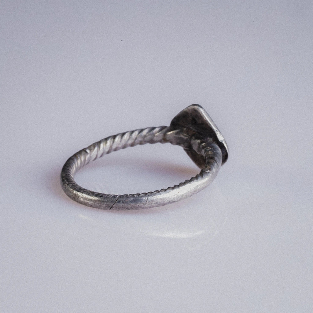 Early Medieval Silver Ring with Square Bezel – “Crescent” (7th–10th c. AD) – EU 58 / US 8.25 Aurora Antiqua