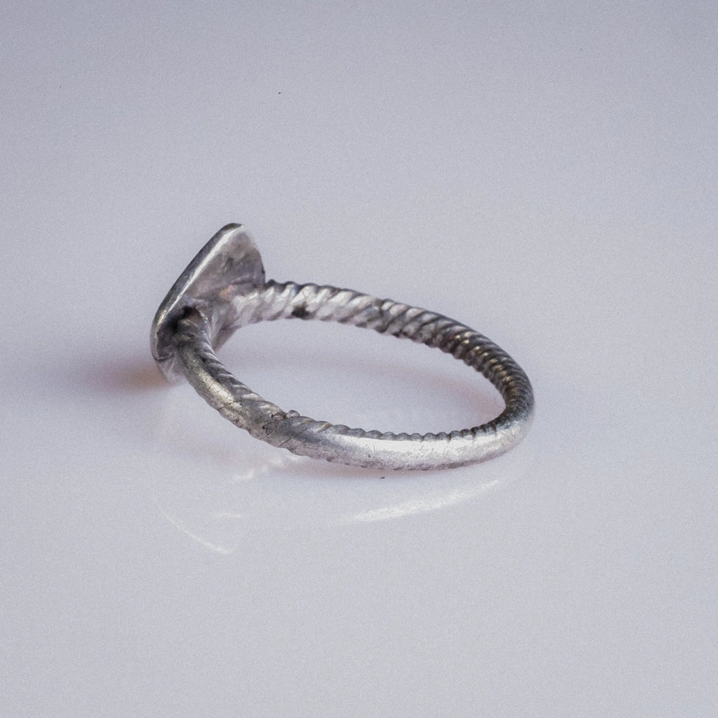 Early Medieval Silver Ring with Square Bezel – “Crescent” (7th–10th c. AD) – EU 58 / US 8.25 Aurora Antiqua