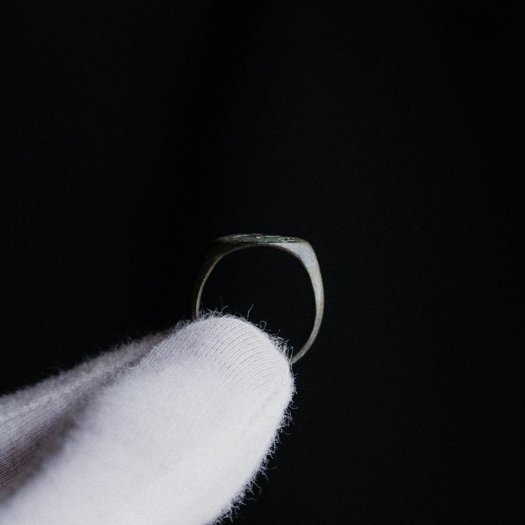 Medieval Bronze Ring with Rotational Geometric Motif – “Ulric” (9th–14th c. AD) – EU 54 / US 7 Aurora Antiqua