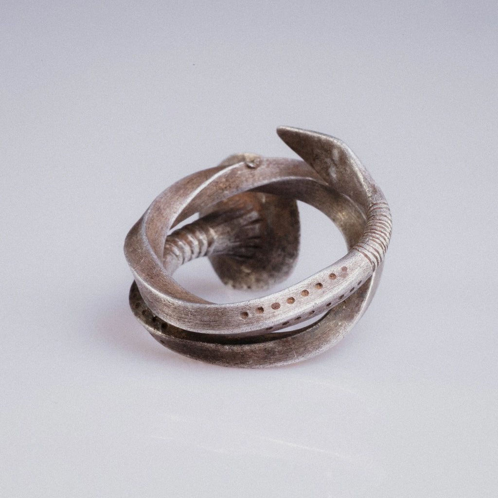 Medieval Silver Serpent-Amulet Ring with Sunburst Seal – “Serapis” (12th–14th c. AD) – EU 62 / US 10 Aurora Antiqua