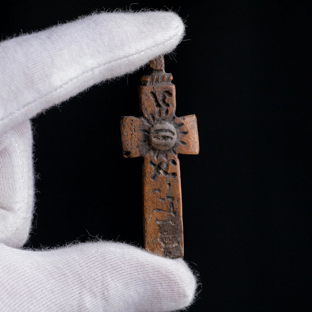 Byzantine Bone Devotional Cross with Christogram – “Ionas” (12th–15th c. AD) Aurora Antiqua