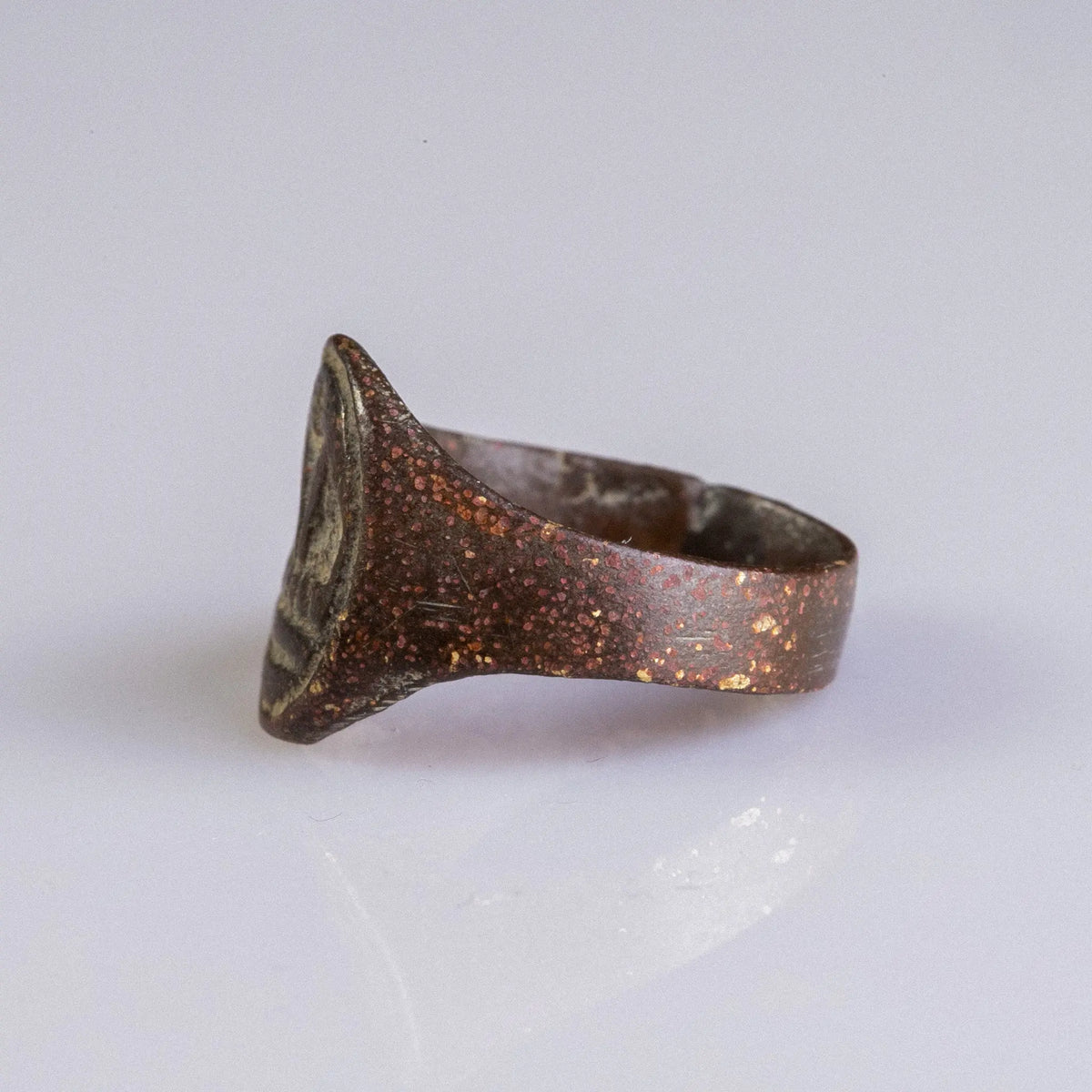 Medieval Bronze Seal Ring 'Laurinus' (14th-15th c. AD) EU 54/US 6.75